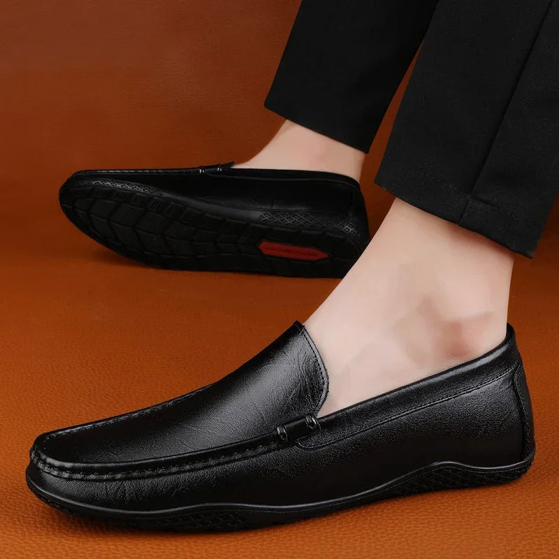 Comfort Genuine Leather Men Loafers All-match Lazy Shoes Breathable Moccasins Fashion Men Casual Shoes Slip-on Men Walking Shoes