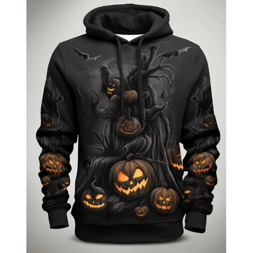 2026 New Halloween Men's Graphic Hoodie Skull Pumpkin Print Classic Casual Couple 3D Pullover Holiday Out Hoodie Long Sleeve