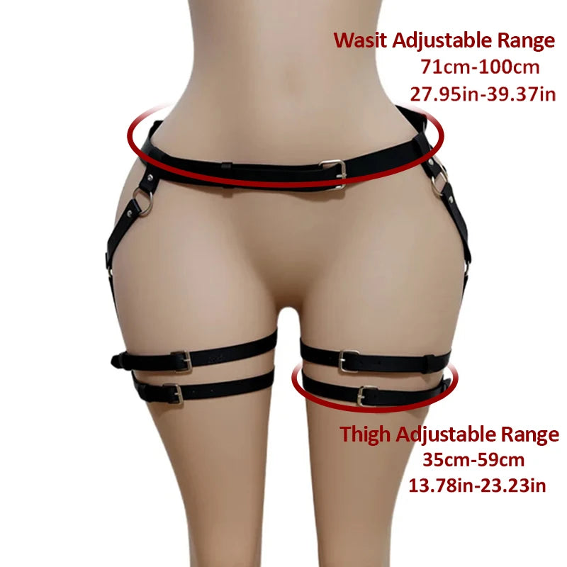Gothic-style Lady Decorative Belt, Sexy Double-layer Leg Belt One-piece Belt, Halloween Role-playing Belt Accessory