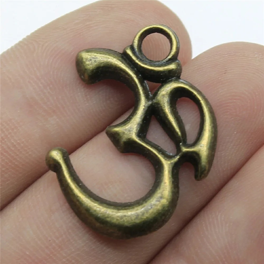 10pcs Charms Yoga Om Pendants Making DIY Handmade Tibetan Silver Color Vintage Antique Bronze Color Jewelry Making Finding