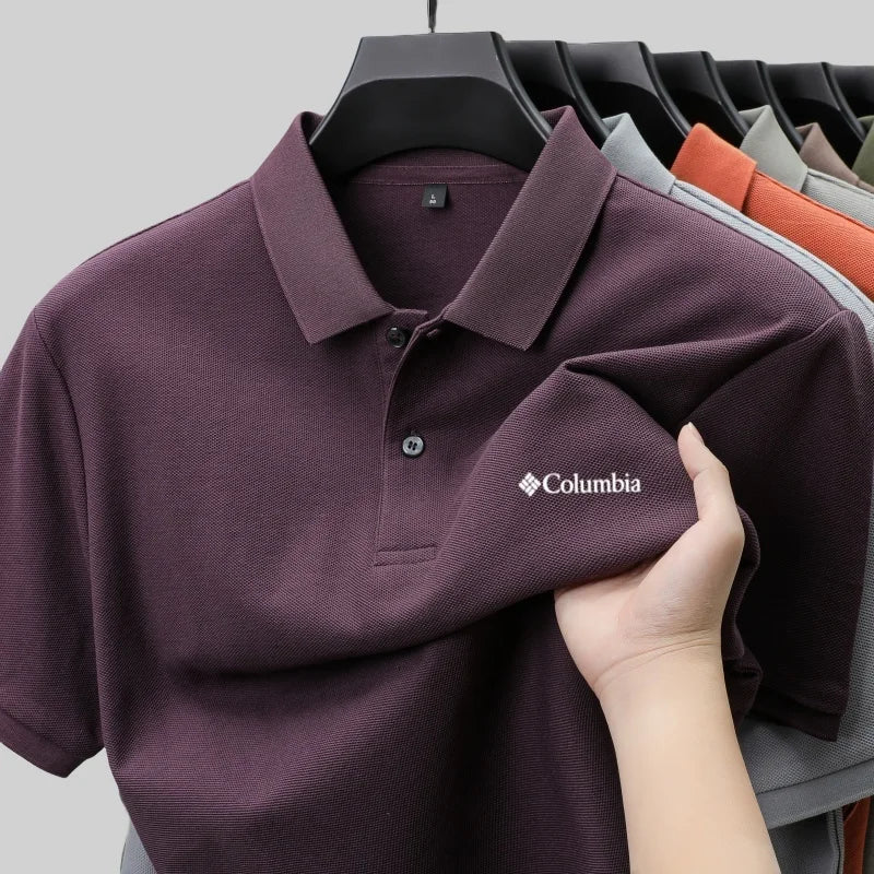100% algodón, marca de lujo personalizada, bordado exquisito, manga corta de verano, polo para hombre de gama alta, cómodo, color sólido