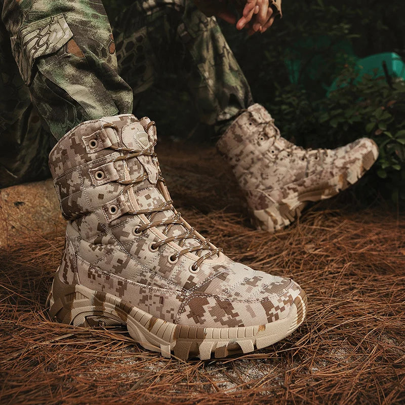 QZHSMY New Men Boots Tactical Shoes High Top Hiking Durable Anti-Slip Outdoor Climbing Trekking Shoe Military Tactical Low Boots