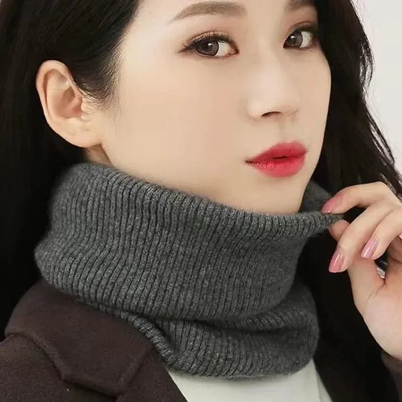 Men's Women's Winter Warm Cashmere Scarf Outdoor Sports Windproof Neck Protect Elastic Thick Wool Knit Snood Female Fake Collar