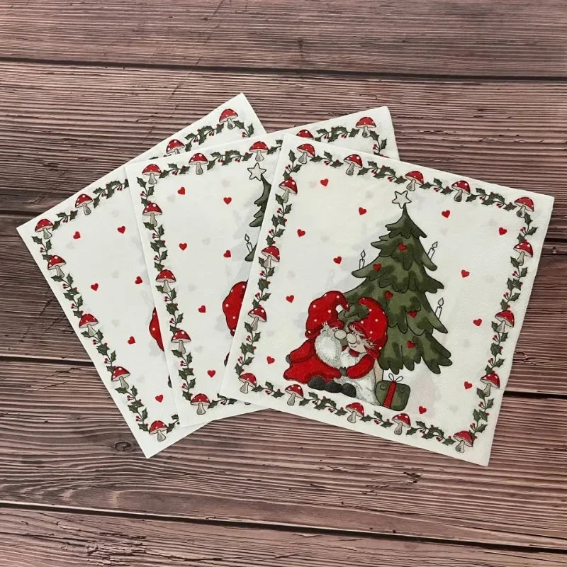 20pcs 33cm New Christmas Party Decoration Paper Christmas Tree Cartoon Father Christmas Granny Love Printed Paper Placemats