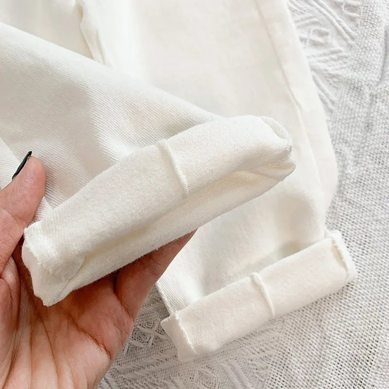Boys and Girls Pants Spring and Autumn Children's Casual Pants Foreign Korean Cotton Pants Baby White Elastic Pants