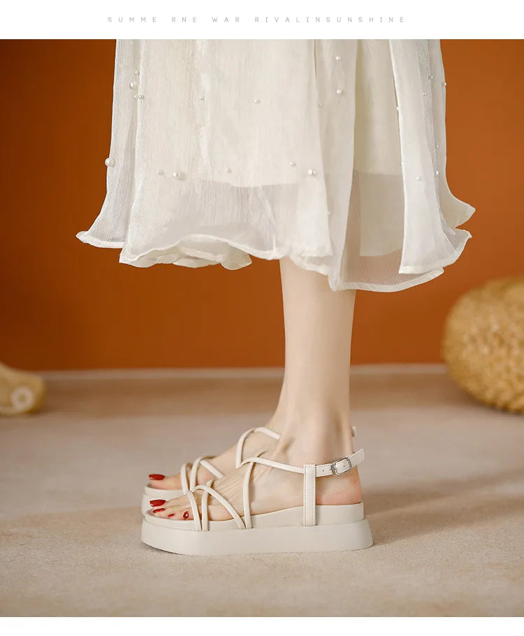 Thick Sole Sandals Women 2026 New Summer Soft Sole Elevated Casual Roman Sandals Small Womens Shoes  Sandalias Mujer  Sandal