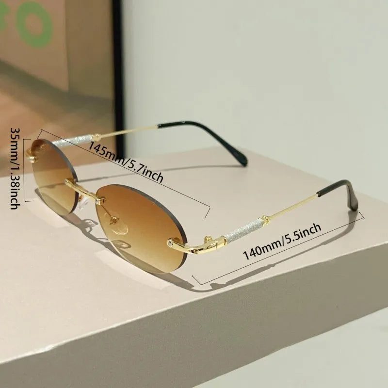 KAMMPT Rimless Oval Sunglasses 2025 Men New Fashion Gradient Outdoor Casual Shades Women Trendy Brand Design Decor Sun Glasses