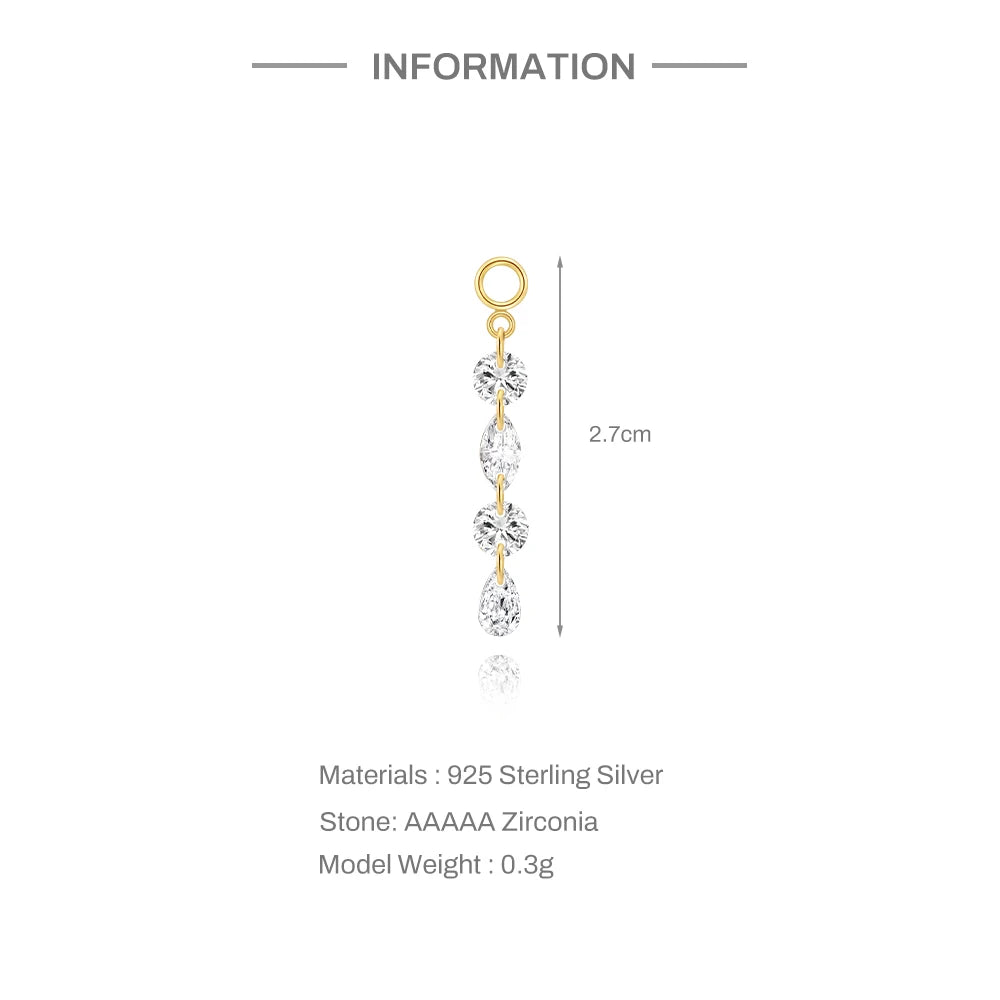 CANNER 1PC Tassel Chain Star Moon 925 Sterling Silver Flat Head Piercing Earring For Woman Ins 14K Gold Plated Dainty Jewelry