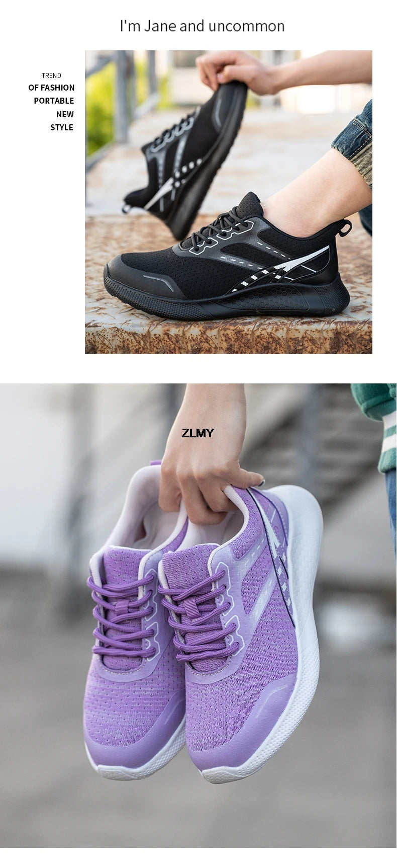 ZLMY Neue Sicherheitsschuhe für Damen, Stahlkappen-Sneaker, leichte Arbeitsschuhe, durchtrittsichere Arbeits-Sicherheitsstiefel für Damen und Herren