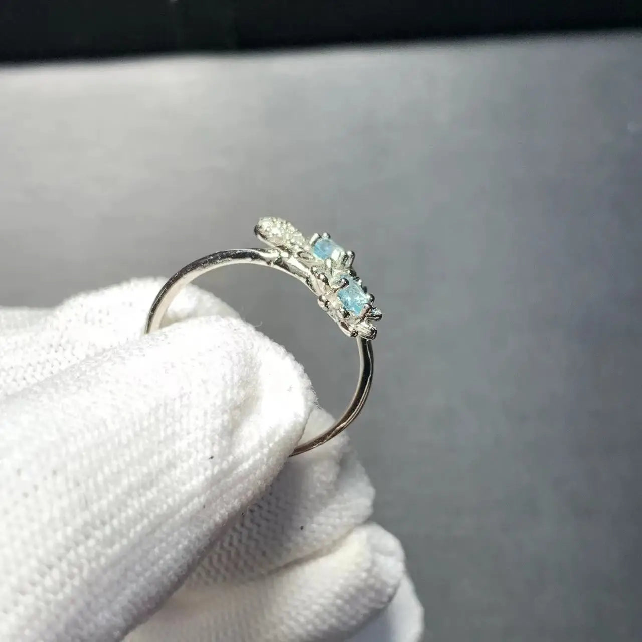 Anillo ajustable de topacio azul natural MM para mujer, joyería de regalo, venta al por mayor, de alta calidad, vintage, fino