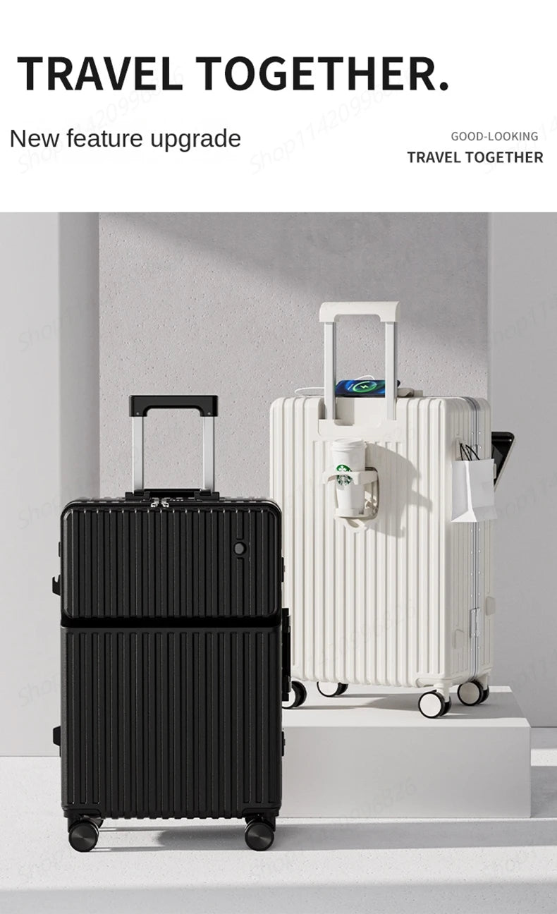 2025 Neuer multifunktionaler Koffer mit Frontöffnung Laptoptasche Damen 20-28 Zoll Bordtrolley Herren Reisekoffer