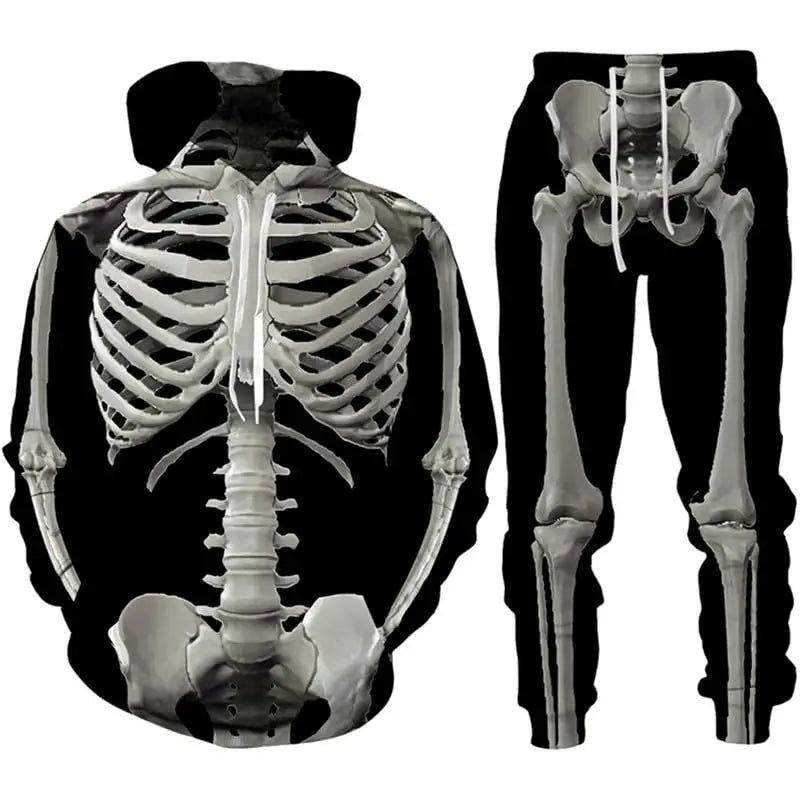 Halloween Hoodie Pant Sets Horror Skeleton 3D Print Men's Sweatshirts Hoodies Sweatpants Two Piece Suits Man Tracksuit Clothing