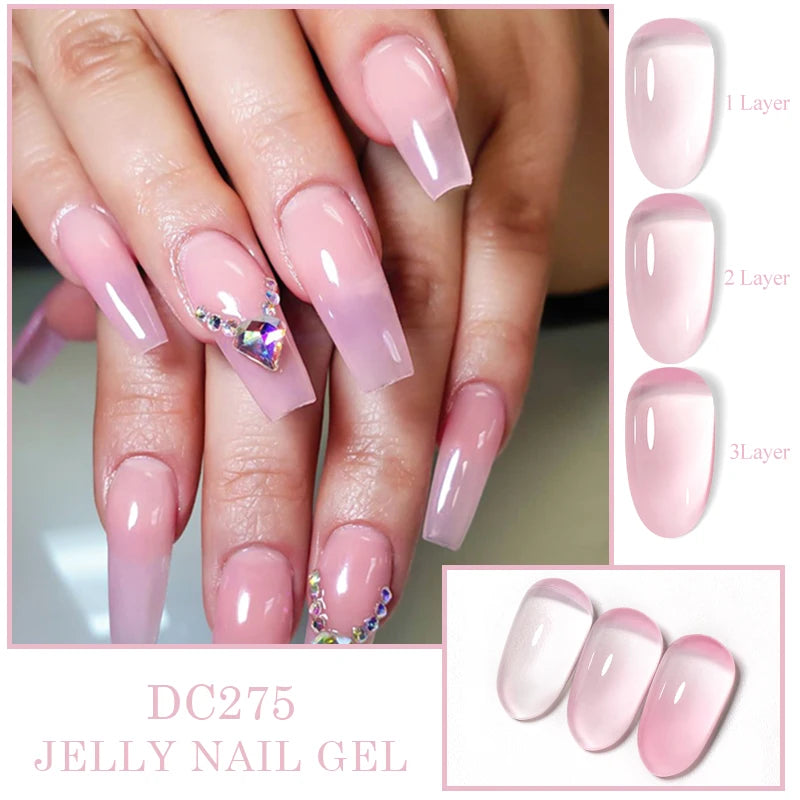 Mtssii 7ML Jelly Nude Gel Nail Polish Summer Light Pink Peach Translucent Color UV Light Cure Gel Varnish Nail Art DIY at Home