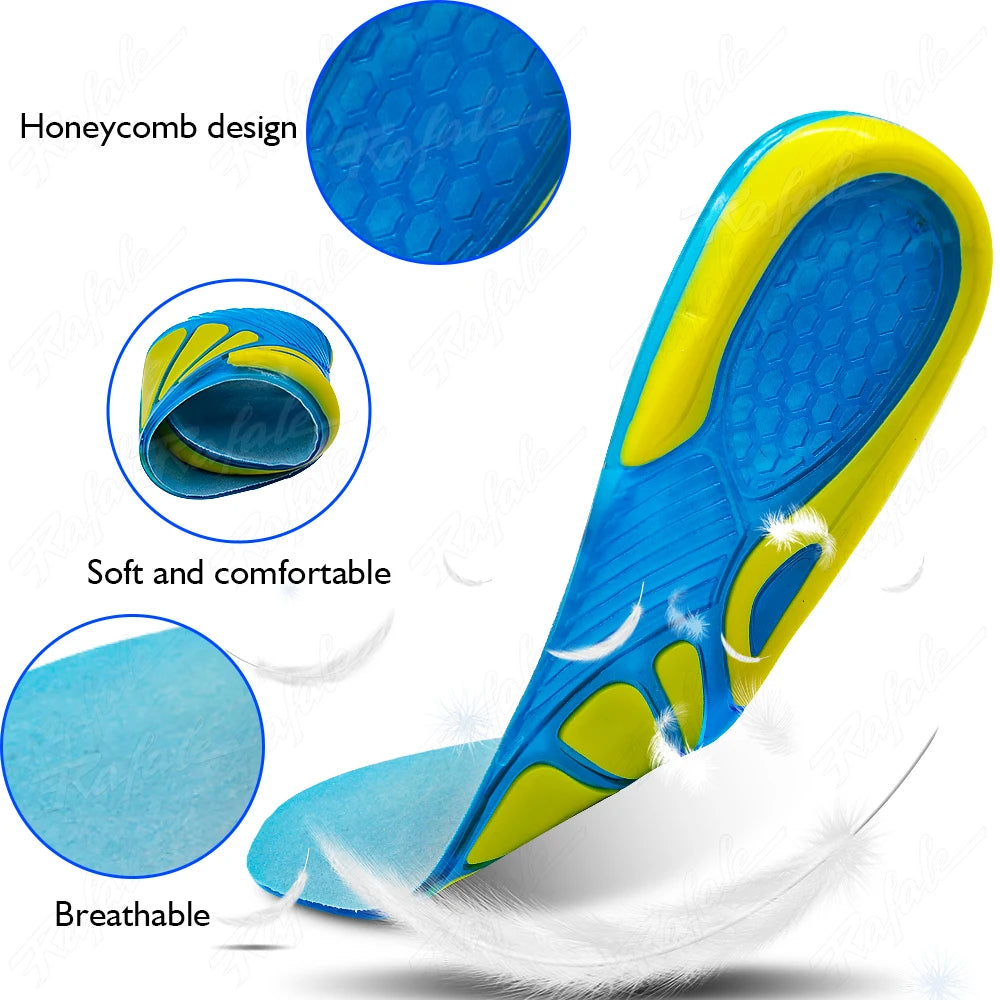 Massaging Orthopedic Insoles Foot Care For Feet Shoes Sole Shock Absorption Pad New Silicone Non-Slip Gel Soft Sport Shoe Insole
