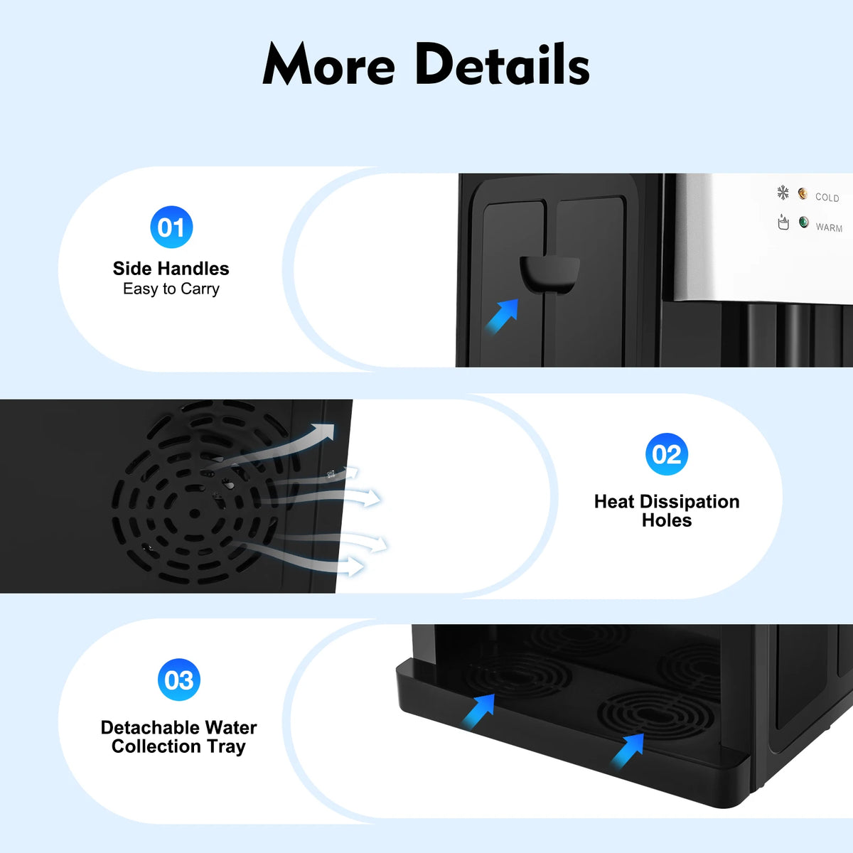 Water Cooler Dispenser Countertop Hot/Cold Drinking Machine Electric Hot Cold Water Dispenser for Home Office Use White