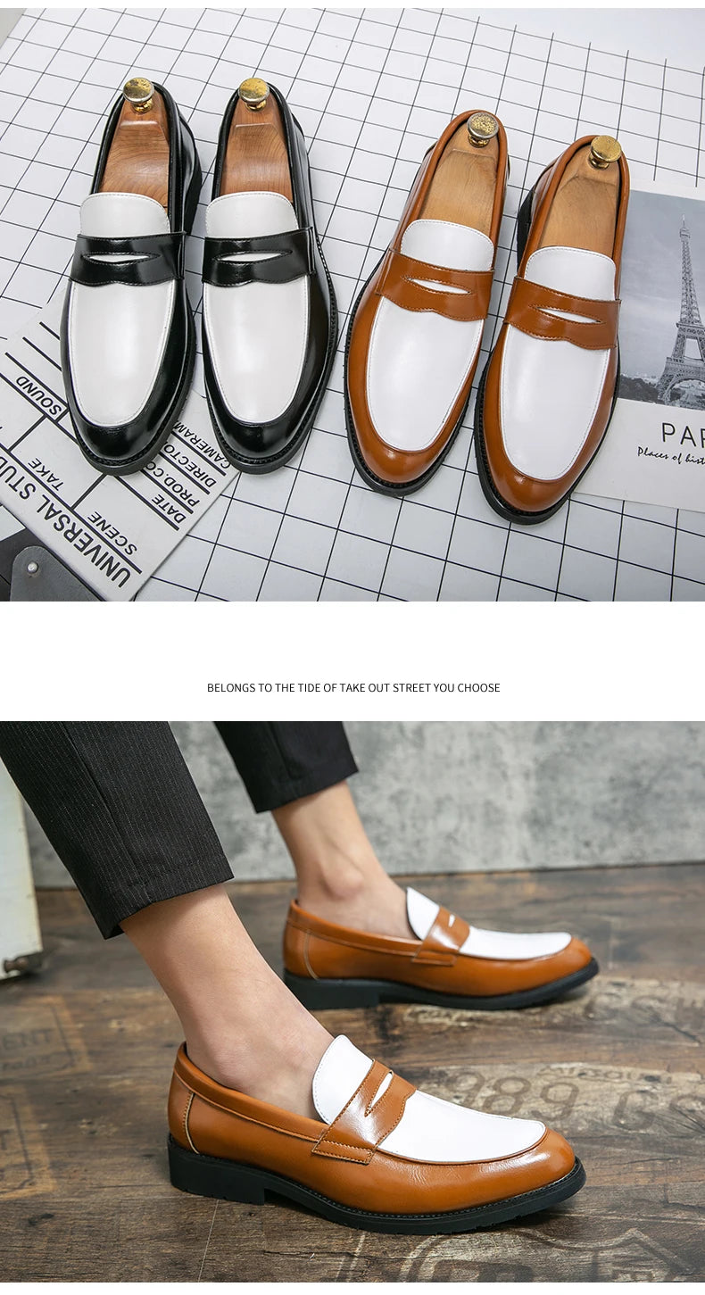 Classic Formal Leather Shoes Men Retro Casual Business Shoes Men Slip On Social Men's Dress Shoes Leather Loafers Male