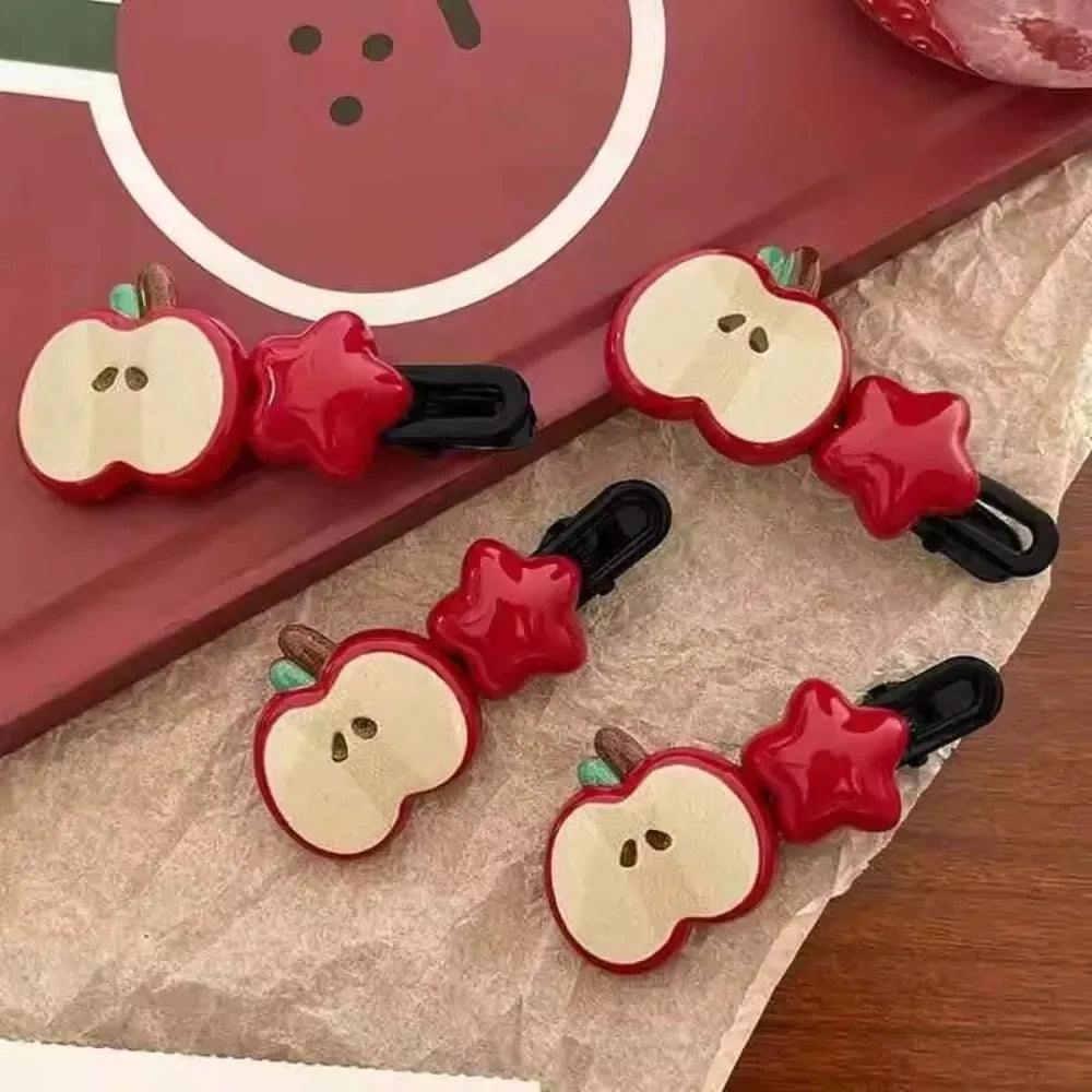 New 2Pcs Cute Fruits Hair Clip Star Duckbill Clip Sweet Girl Hair Pin Bangs Side Clip Woman Headwear Barrette Hair Accessories