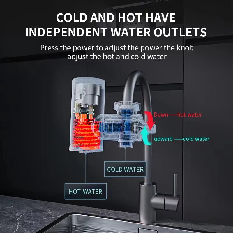 Fudeer Electric Water Heater Tap Instant Hot Water Faucet Heater Cold Heating Faucet Tankless Instantaneous Water Heater