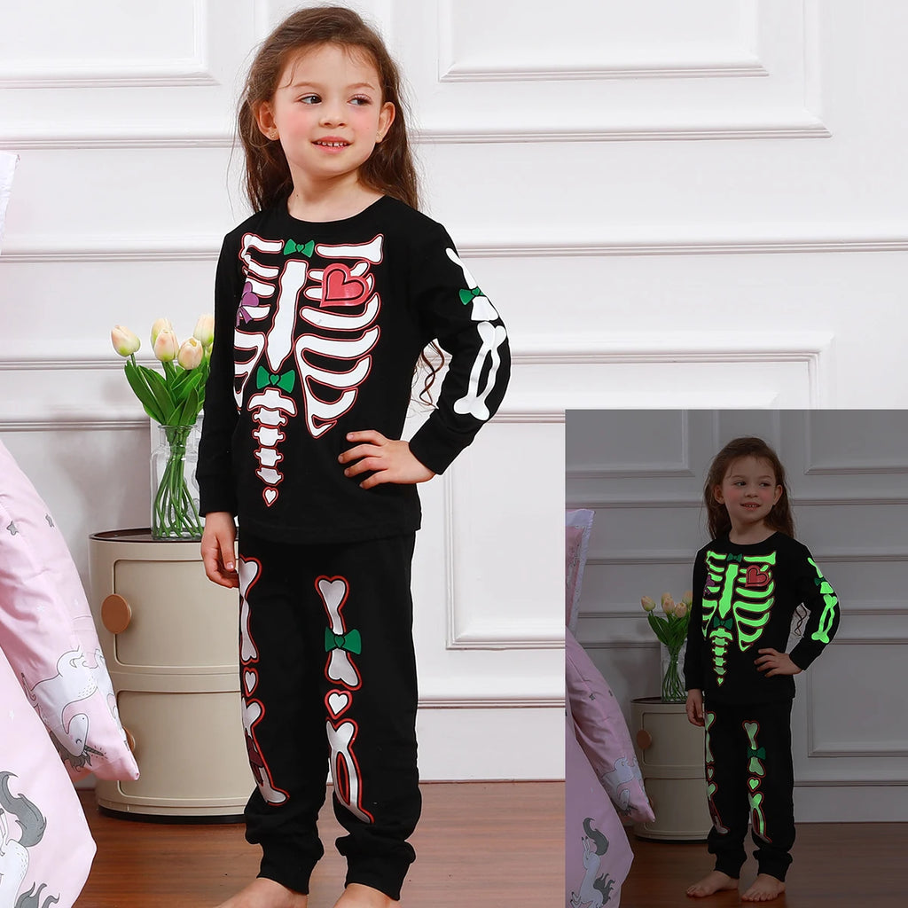 Halloween Costume for Girl Skeleton Glowing Pajamas Toddler Ghost Bone Scary Clothes Child Carnival Dress Up Costume