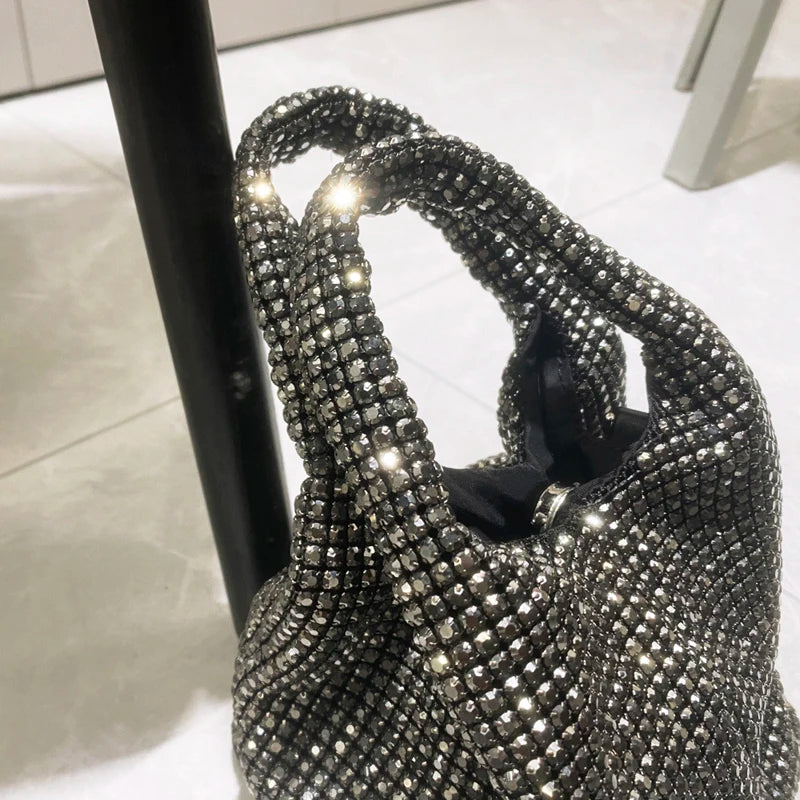 Shiny Crystal Clutch purse bucket Shoulder bag rhinestone Handmade purses and handbags luxury Designer Evening clutch Bag Purse