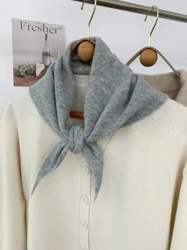 New Women Wool Scarf Shawl Winter Warm Soft Knitted Striped Triangle Fashion Brand Bandana Lady Wool Scarves