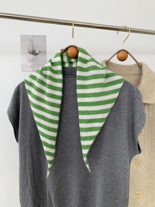 New Women Wool Scarf Shawl Winter Warm Soft Knitted Striped Triangle Fashion Brand Bandana Lady Wool Scarves