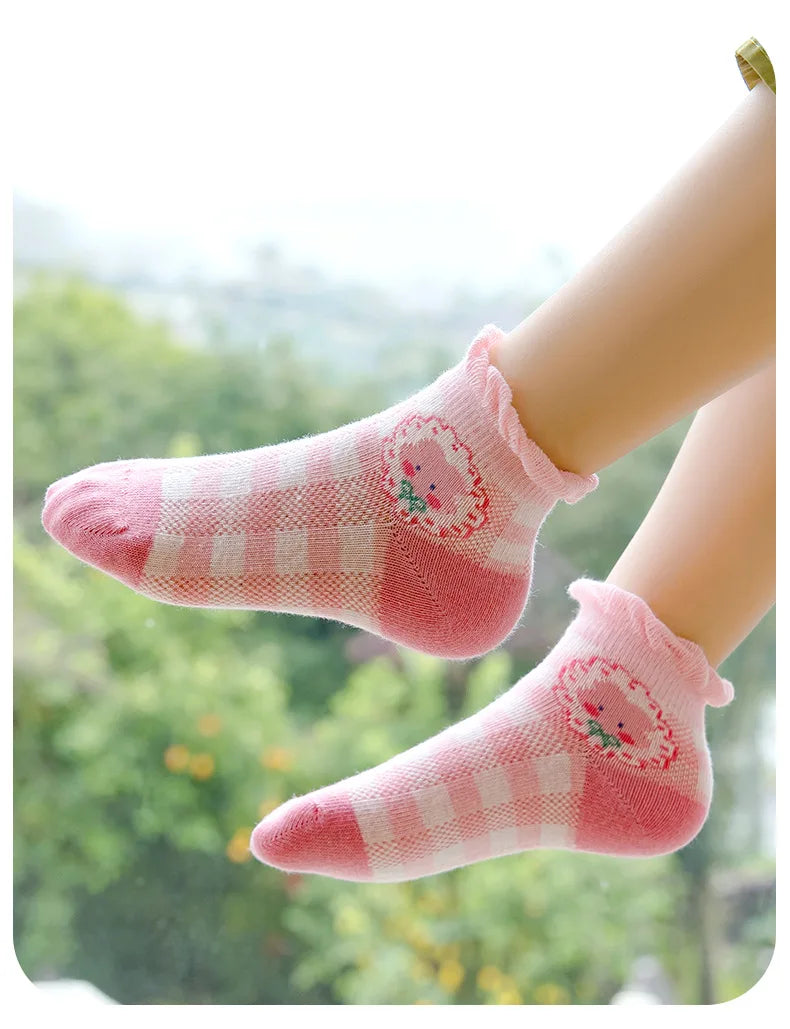 5 Paar/Los Kinder Baumwollsocken Mädchen Junge Baby Teenager Kinder Niedliche Cartoon Mode Weiches Netz für Sommer 1-12 Jahre Neue Schülersocken