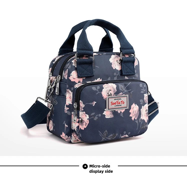 Brand Women Crossbody Bag Portable Female Shoulder Bags Printed Flower Nylon Messenger Bags Multi-pocket Ladies Handbags Bolsa