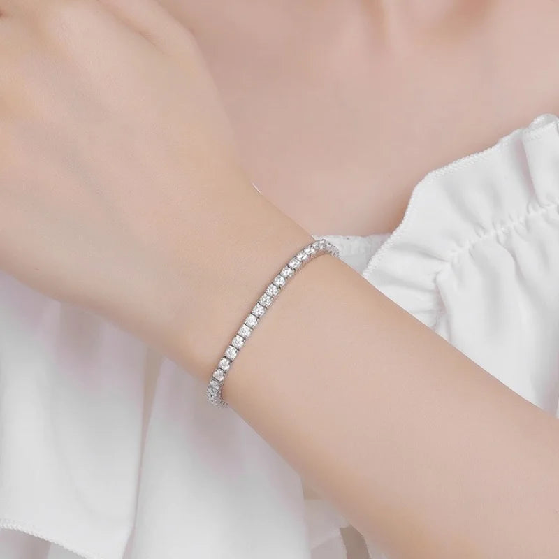 Factory Price D VVS1 Moissanite Tennis Bracelet Full Diamond GRA 925 Silver Plated 18k Fashion Personality Exquisite Jewelry