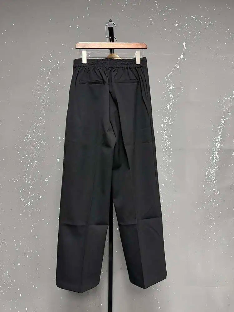 IEFB Men's Suit Pants Solid Color Niche Design Korean Style Casual Straight Elastic Waist Versatile Trousers 2023 New 9C2269