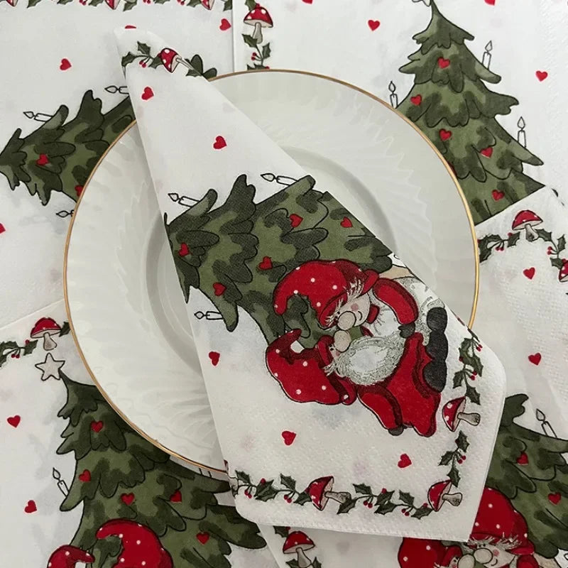 20pcs 33cm New Christmas Party Decoration Paper Christmas Tree Cartoon Father Christmas Granny Love Printed Paper Placemats