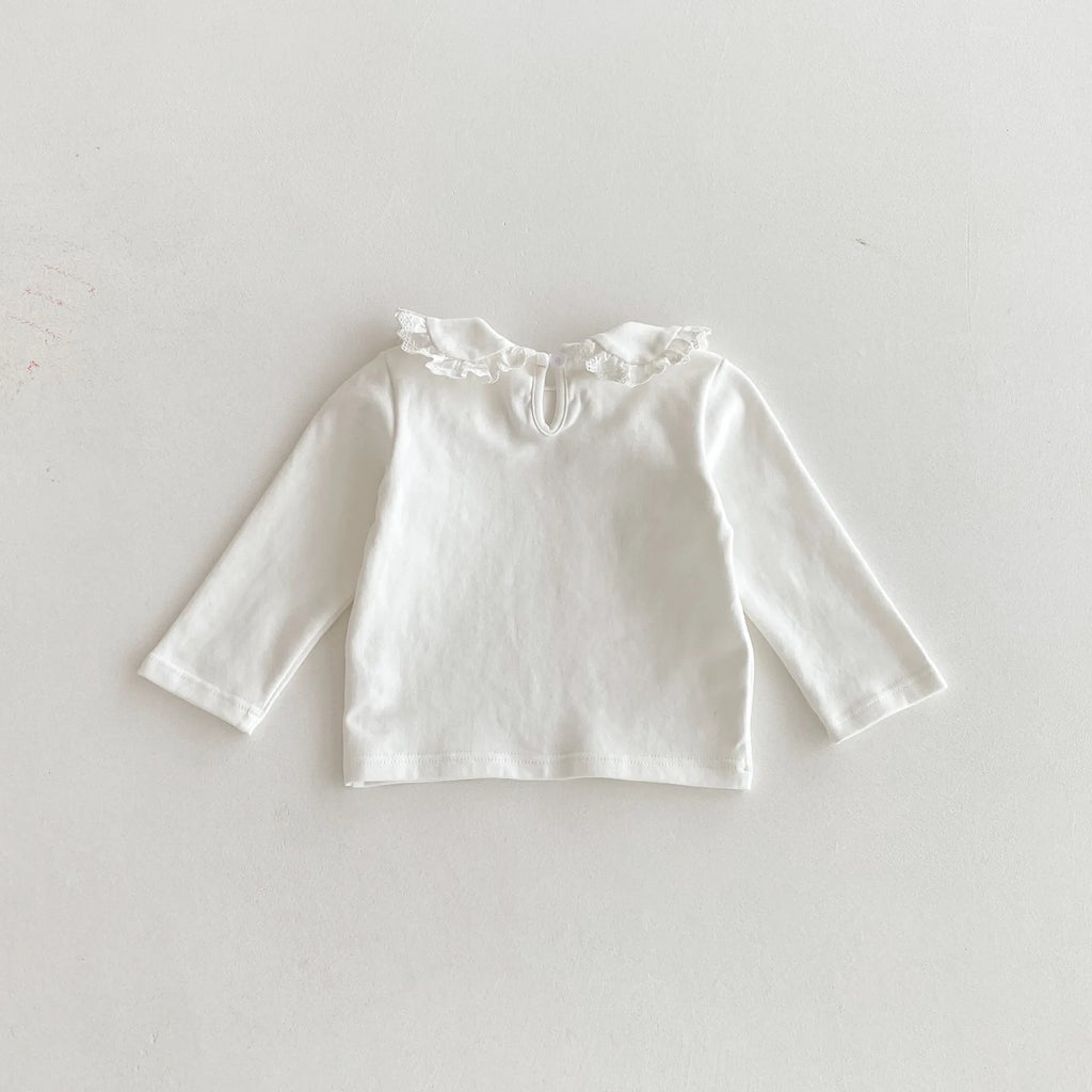 2026 Autumn New Girls Long Sleeve Bottoming Shirts Solid Children Cotton T Shirts Baby Girl Peter Pan Collar Tops Kids Clothes
