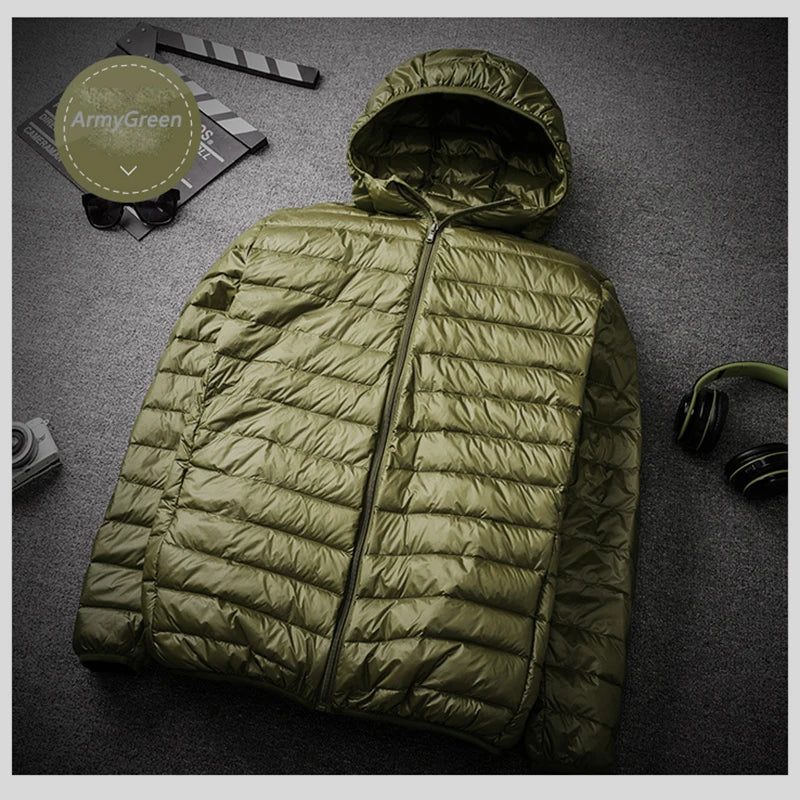 New Men Thin Down Jacket White Duck Down Ultralight Jackets Men's Autumn And Winter Warm Coats Portable Outwear