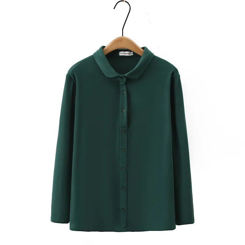 Basic Thermal Lapel Shirt for Women Casual Clothing Pullover Blouses Comfort and Warmth Tops Plus Size Autumn and Winter F5 9078