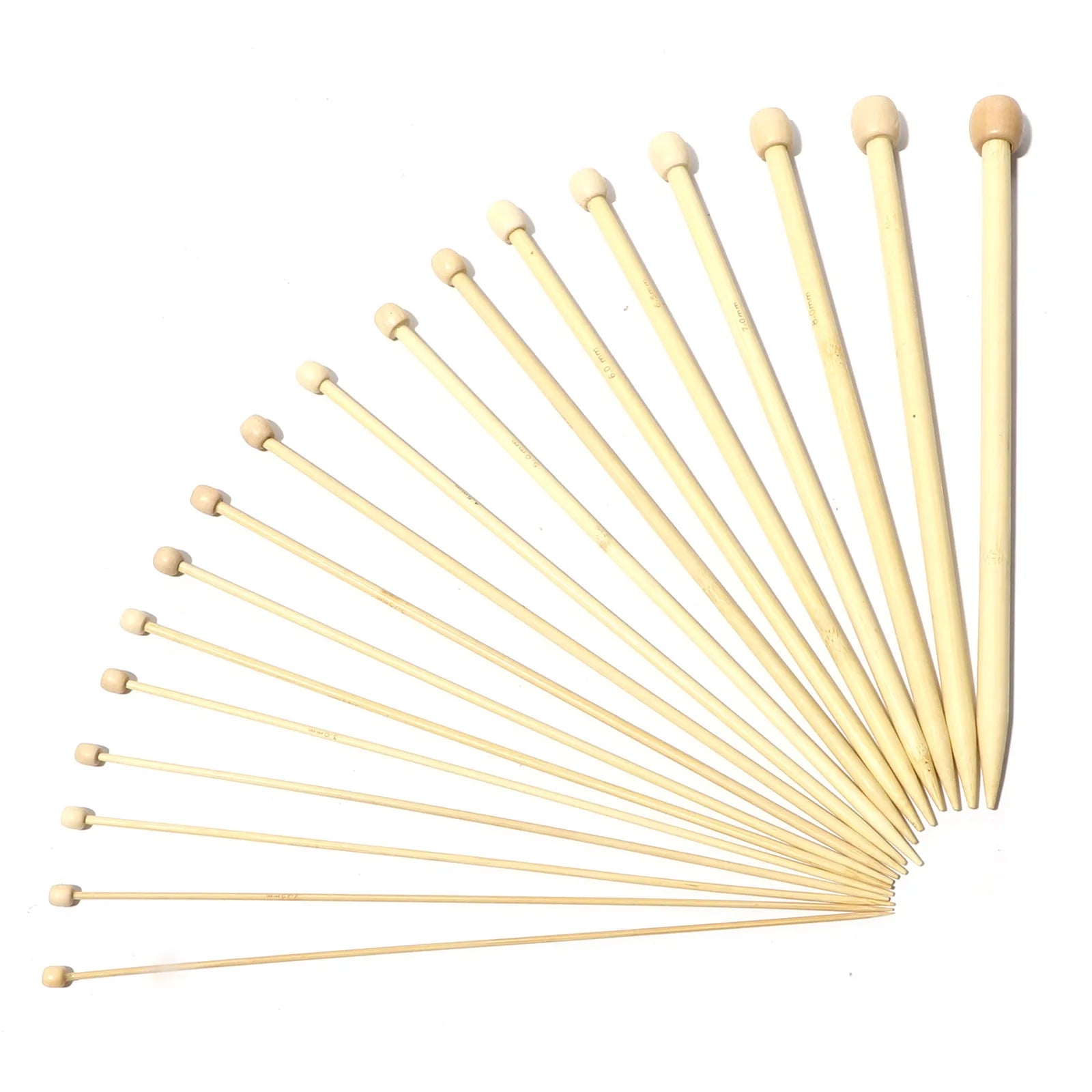 5pcs Bamboo Single Pointed Knitting Needles Women Natural Knitting Crochet Supplies for Beginners Handmade 25cm(9 7/8") long