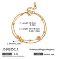 Zora Minimalist Girl's Bow Heart Rhinestones Double-layer Thin Bracelet 18K Gold-plated Stainless Steel Daily Stacking Jewelry