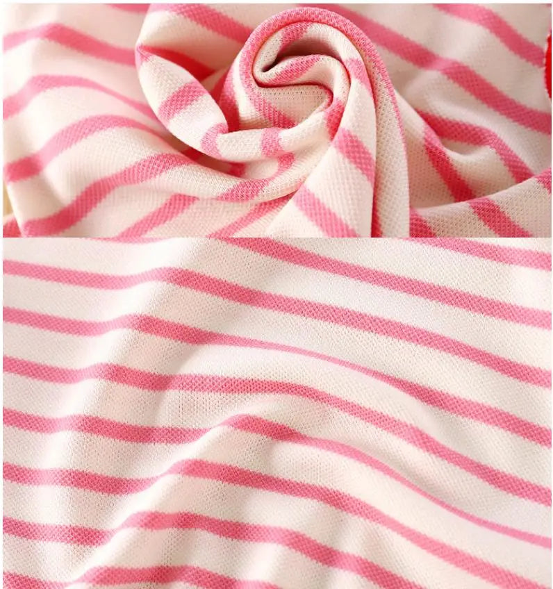 2025 New Children's Dress Girls' Summer Korean Edition Fashion Casual Striped Collar Short sleeved Dress1-10Y