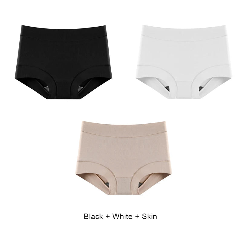 3PCS Women's Panties Fully Surrounded Comfortable Antibacterial Crotch Traceless Cotton High Elasticity Breathable Underpants
