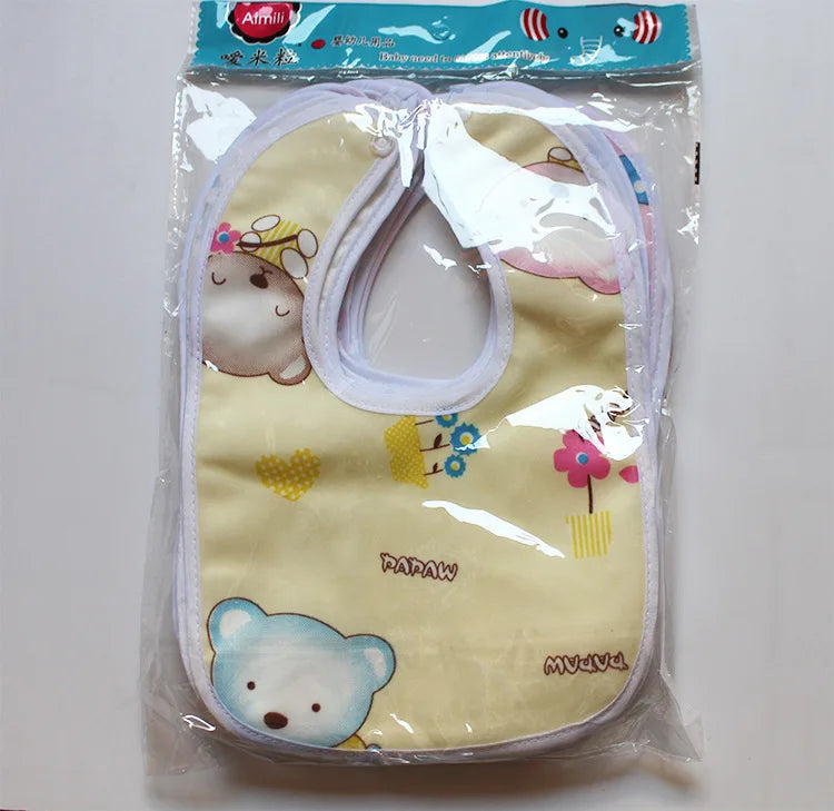 3pcs Baby Cartoon Snap Waterproof Bib Super Soft Baby Bib Newborn Crystal Velvet Saliva Towel