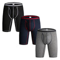 3 Pack Long Leg Men's Boxer Shorts Briefs Cotton Multipack Open Fly Pouch Sports Underpants Underwear Panties Men