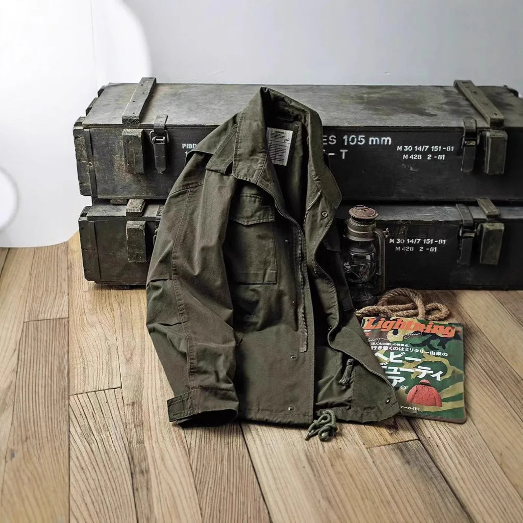 Multi-Pocket Jacket Retro Jackets for Men Green Outdoor Windbreaker Vintage Men's Cargo Jacket Casual Solid Coat Mens Clothes