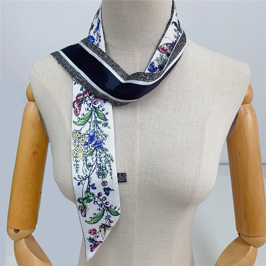 2024 Neues Design Stiefmütterchen Tarot Schal Frauen Luxusmarke Schal Skinny Tasche Seidenschals Foulard Haar Halstuch Stirnband Für Damen