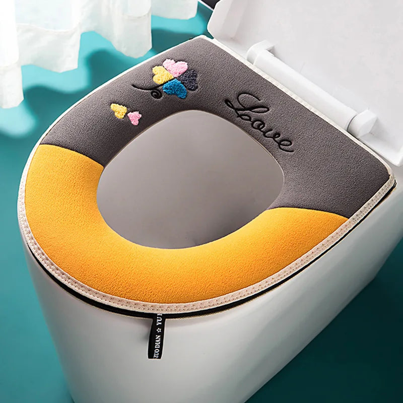 Toilet Seat Four Seasons Universal Double with Zipper Summer Toilet Seat Cushion Waterproof Zipper Models Toilet Seat Cover Home