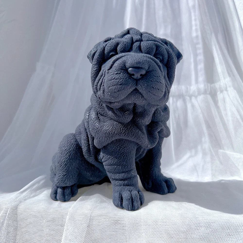 Shar Pei Dog Puppy Candle Mold Animal Puppies Soy Wax Silicone Mould Dog Lover Home Decor