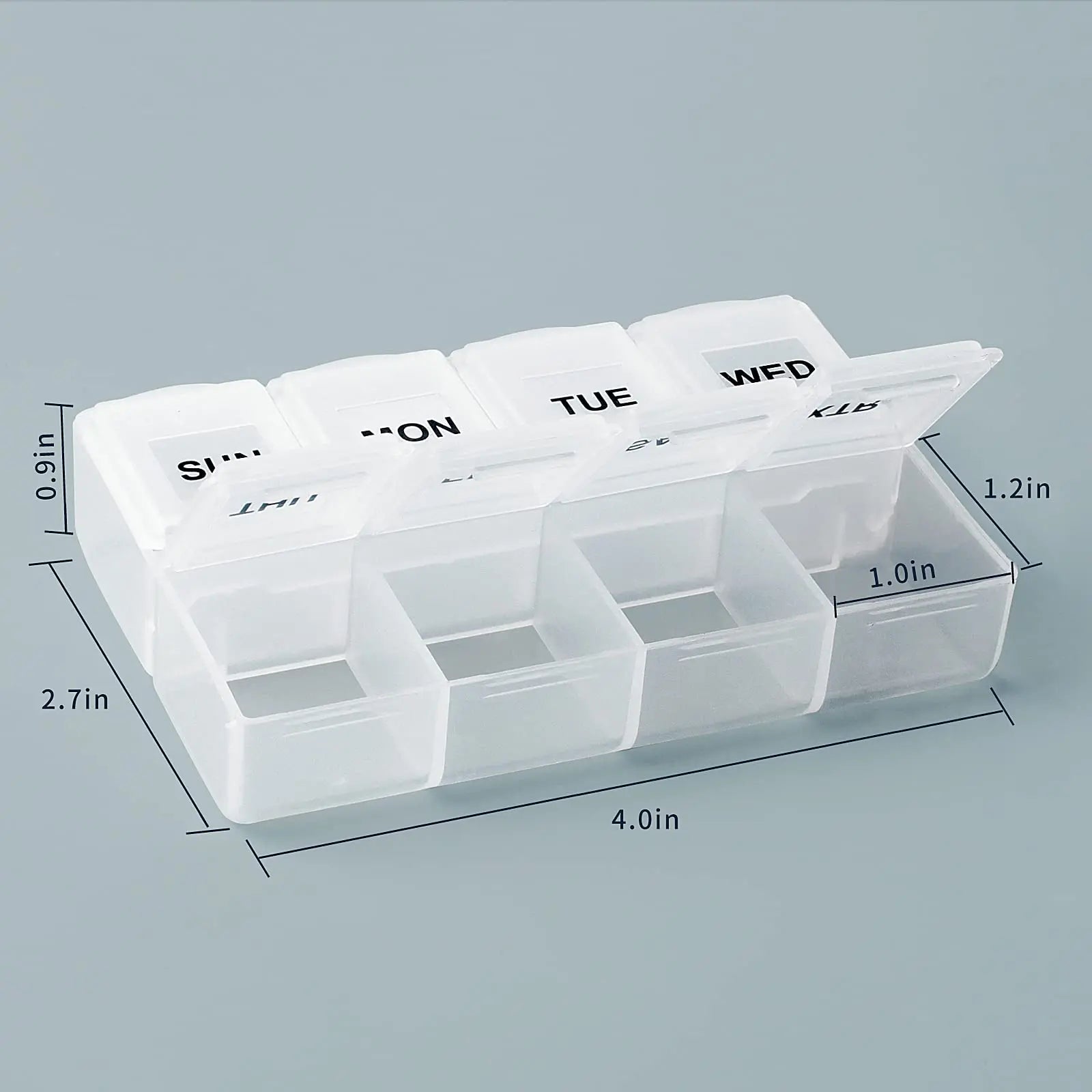 Weekly/7-Compartment Pill Organizer, Travel Pill Case with Anti-Mix Design & 20 Labels – Portable Supplement Container