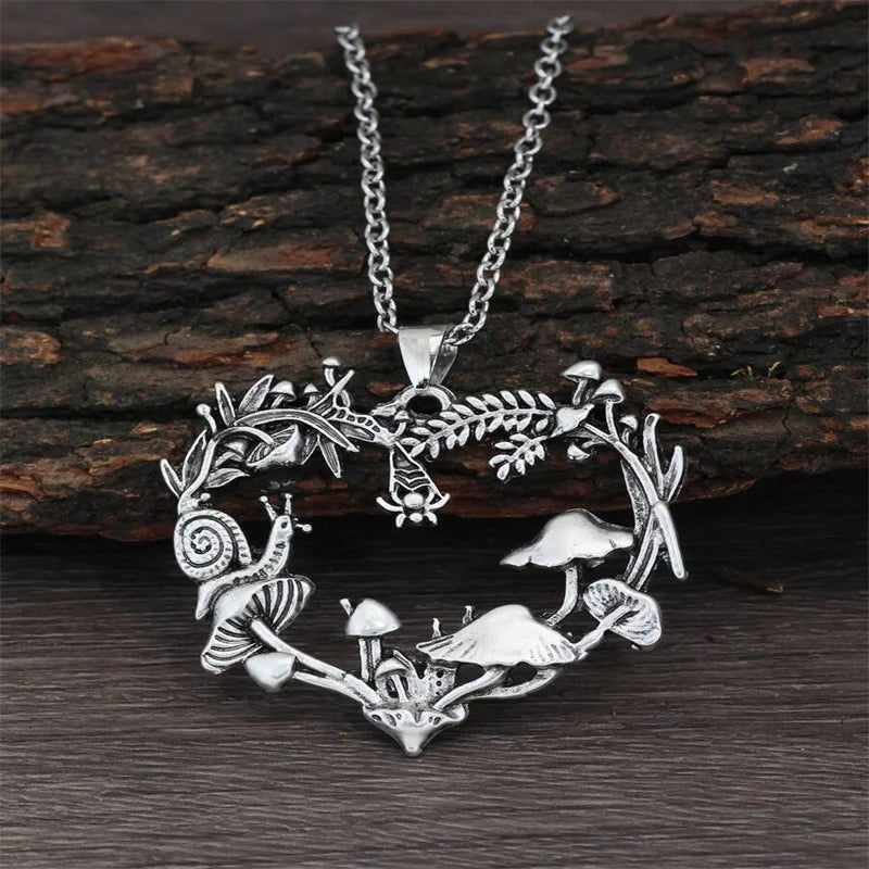 1pc Fashion Mushroom Heart Moon Pendant Necklaces,18 Inch Chain Necklace Party Jewelry Gifts Valentines