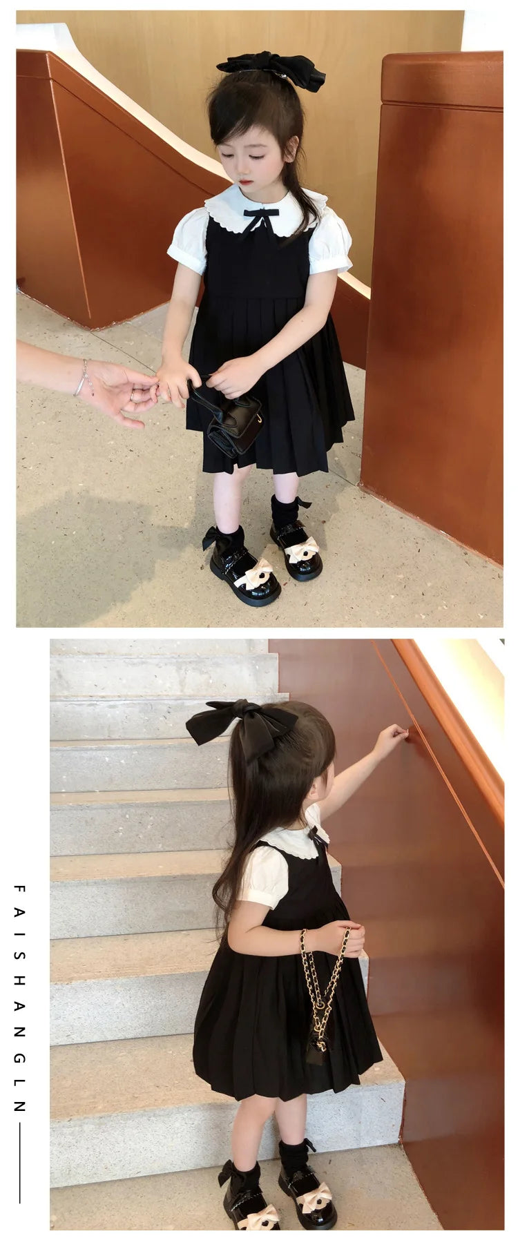 Girls Pleated Dress Kids Japanese Korean Preppy Style Princess Doll Collar Dresses Baby Dress Primary School Uniforms
