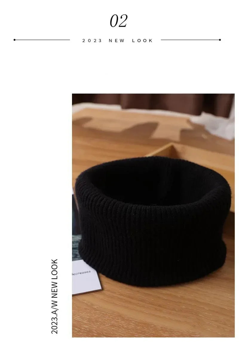 Men's Women's Winter Warm Cashmere Scarf Outdoor Sports Windproof Neck Protect Elastic Thick Wool Knit Snood Female Fake Collar