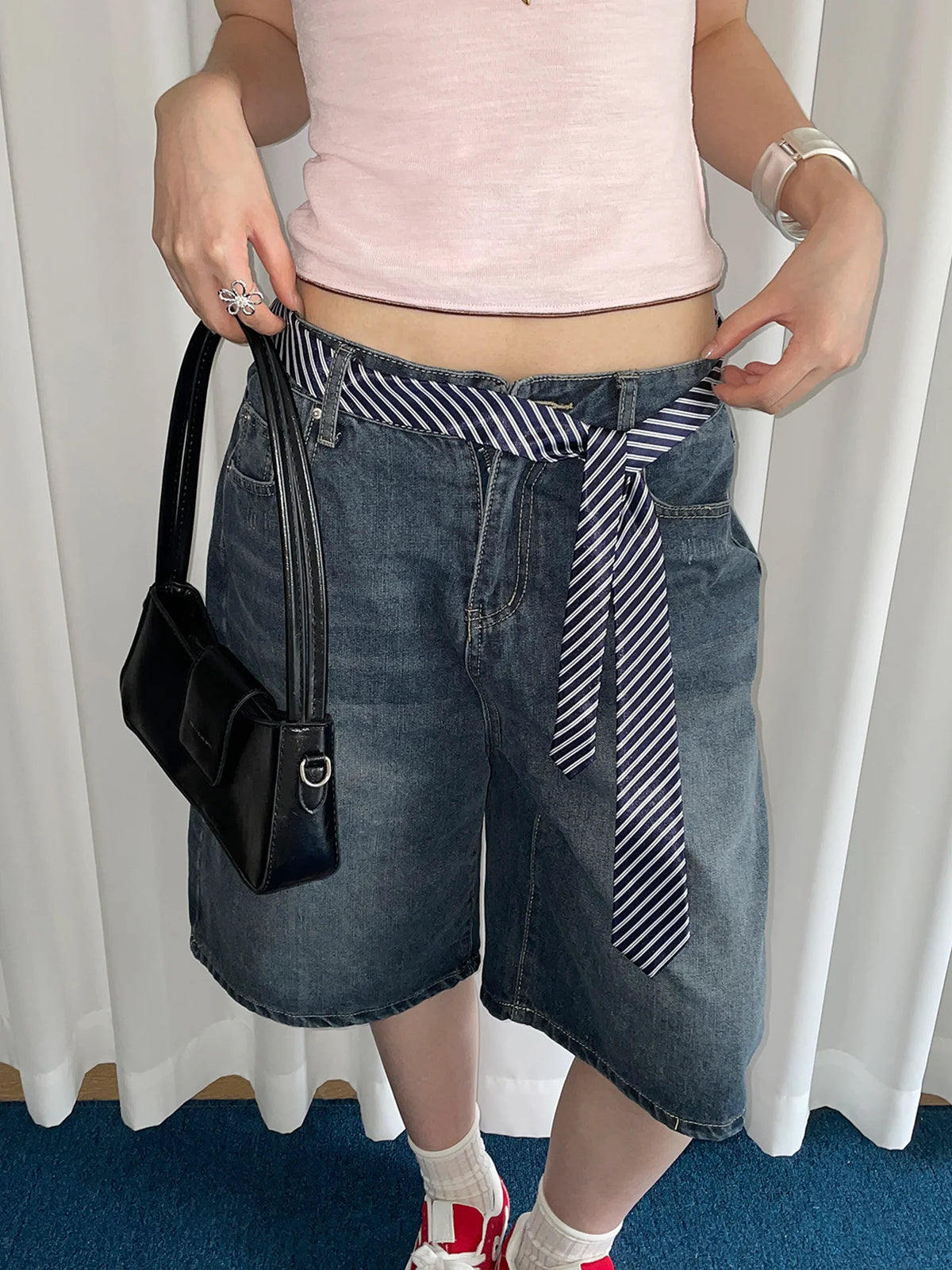 Fashionable Korean Style Simple Striped Belt For Women Minority Personality Long Strip Retro Hot Girl Style Academic Style