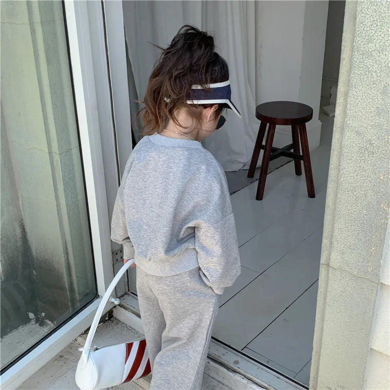 Girls Sports Sets Baby Round Neck Long-Sleeved Blouse Pants 2-Piece Spring Autumn New Children Fashion Casual Suit 12M-10 Years